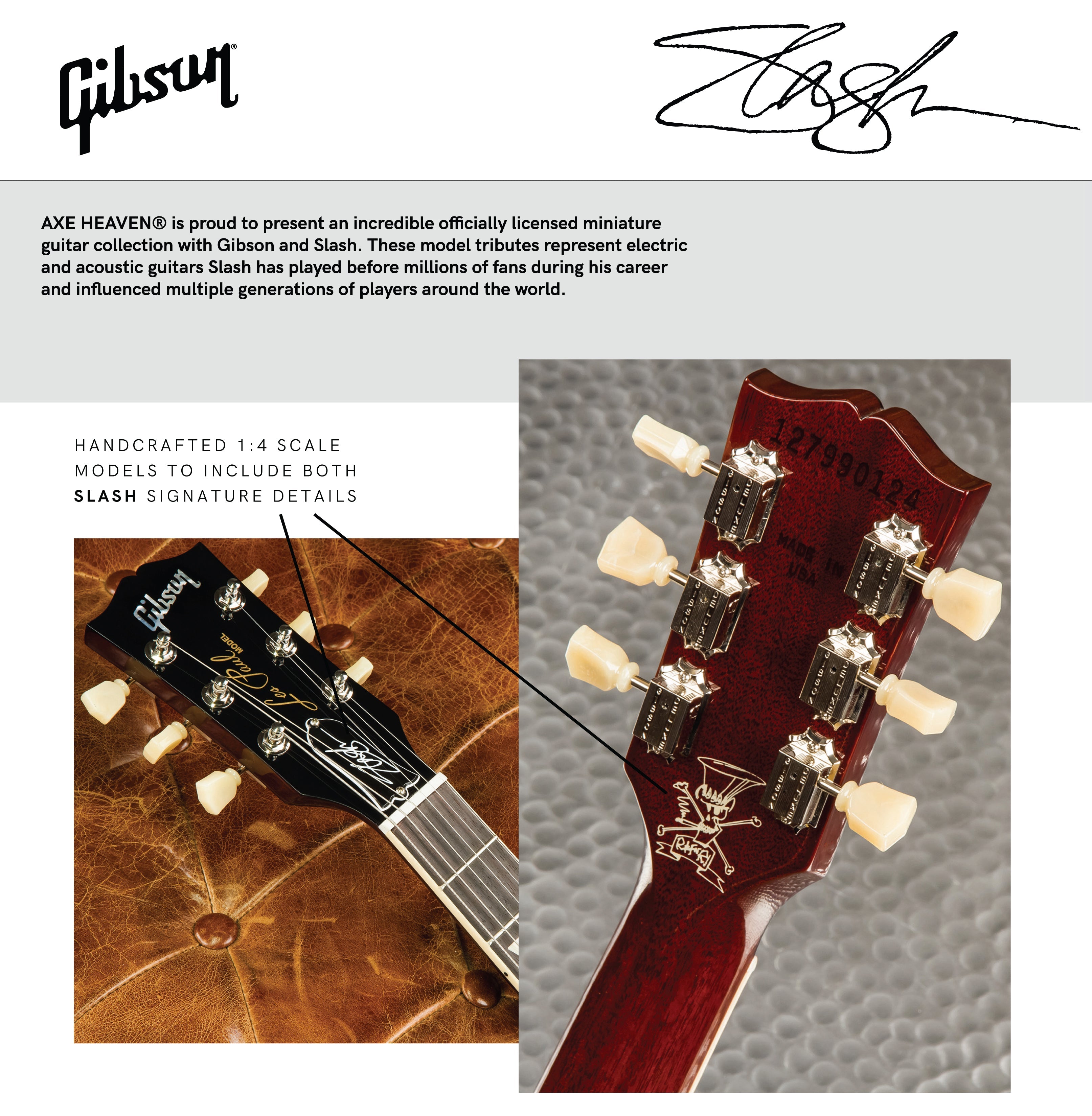 Slash Gibson Les Paul Standard Vermillion Burst 1:4 Scale Mini Guitar Model