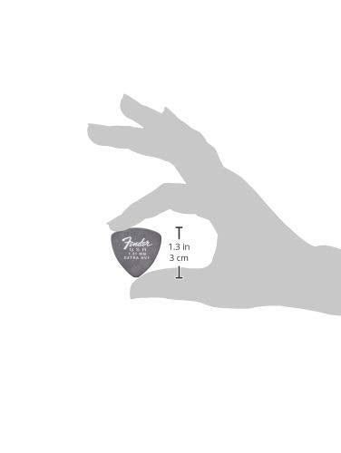 Fender Dura-Tone Delrin Guitar Picks 346 Shape, Black, 1.21mm, 12-Pack