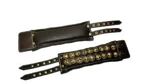 Uapan Metalcraft Black Leather Pad Ghungroo (2 Line) I For Classical Bharatanatyam Kathak Dance With Adjustable Strap
