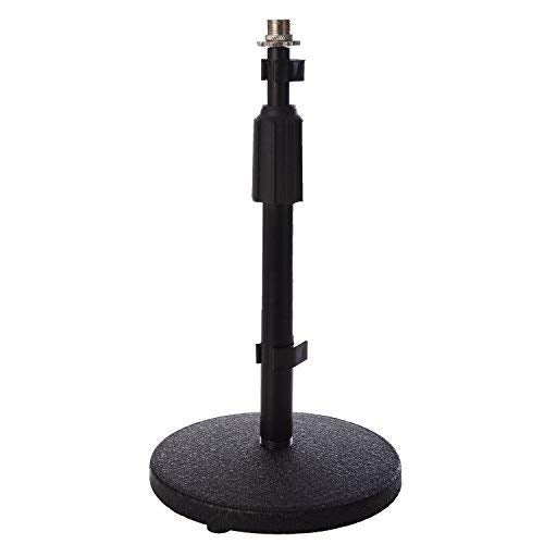 Lyxpro Desktop Microphone Stand - 9''-14'' Adjustable Height Desk Mic Holder - Weighted Cast Iron Base - 3/8''-5/8'' Adapter Scr