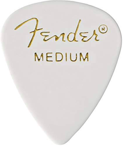 Fender Classic Celluloid Guitar Picks 351 Shape, White, Medium, 12-Pack