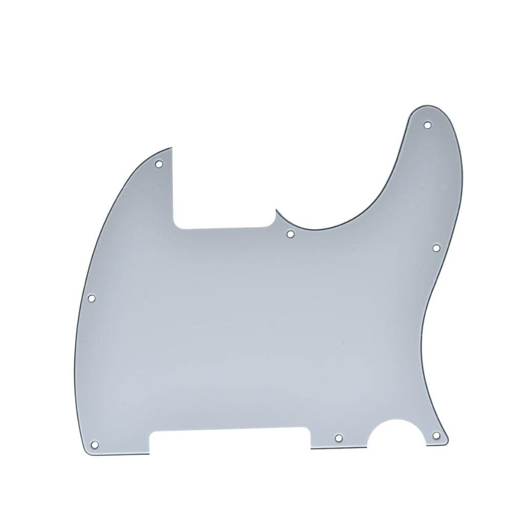 KAISH 8 Hole Tele Blank Guitar Pickguard Tele Pick Guard Scratch Plate for Telecaster Esquire White 3 Ply