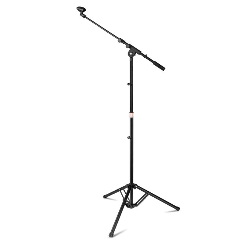 Kh Mic Stand With Boom Arm Heavy Duty Tripod Microphone Stand Floor Holder Height Adjustable With 1 Mic Clip For Singing Perform