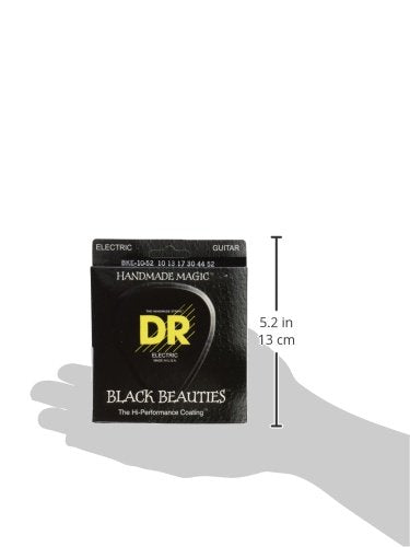 DR Strings Electric Guitar Strings, Black Beauties-Black Coated, 10-52 (BKE-10/52)