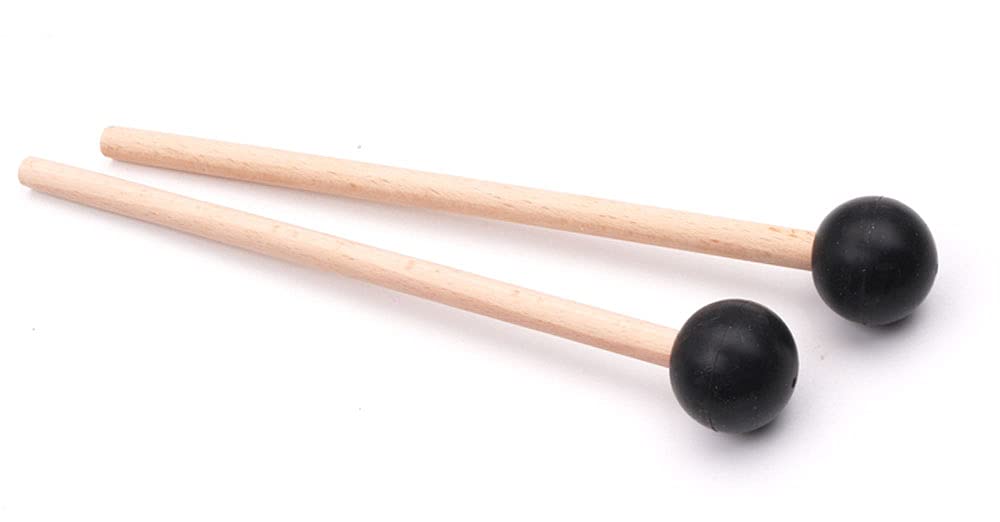 Jiayouy 2Pcs 7.28 Long Rubber Head Percussion Mallets Sticks for Xylophone, Glockenspiel, Marimba, Woodblock, Bell Black
