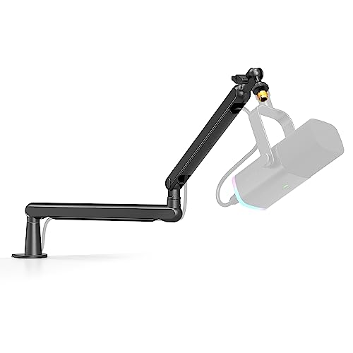 Fifine Microphone Boom Arm, Low Profile Adjustable Stick Microphone Arm Stand With Desk Mount Clamp, Screw Adapter, Cable Manage