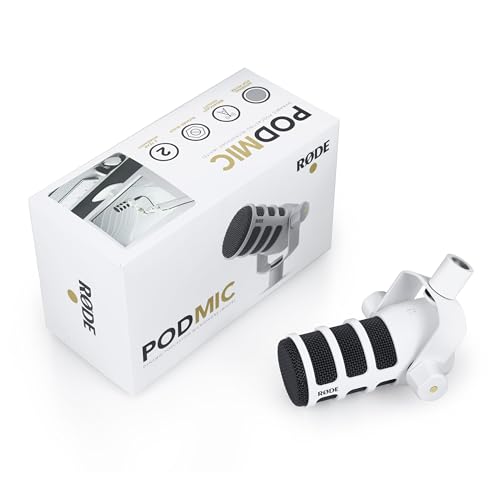 Rode PodMic Cardioid Dynamic Broadcast Microphone - White