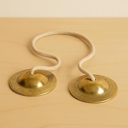 Manjeera For Pooja-Kirtan-Worship- Kartal Instrument-Hand Cymbals Manjira Pair - Indian Musical Instrument (3.5 Inch) (140 Gm- 2