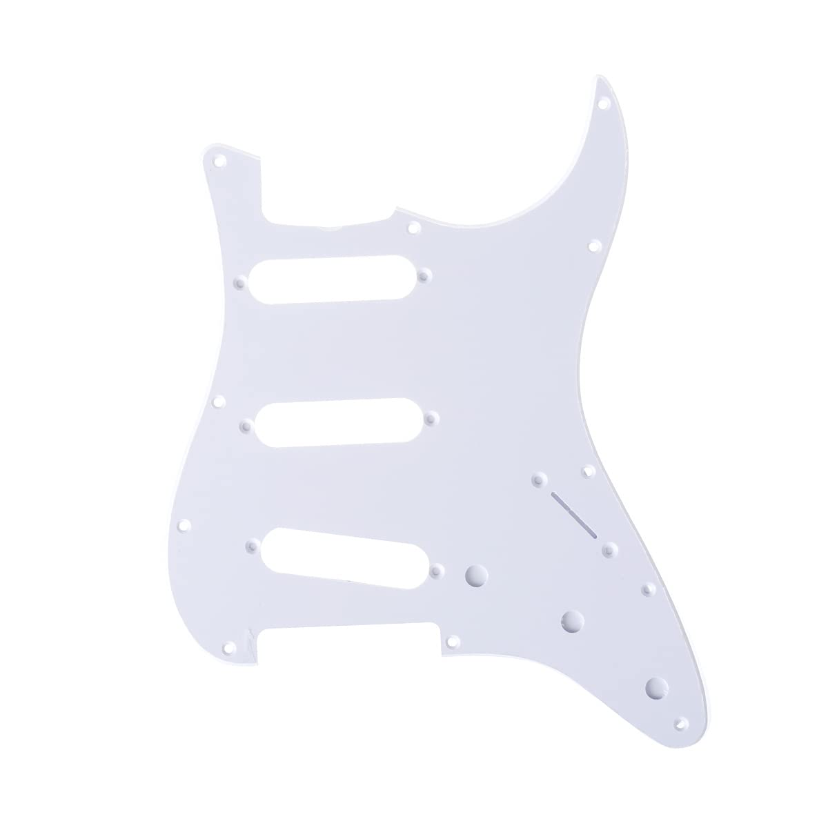 Musiclily Pro 11-Hole 60S 64 Vintage Style Strat Sss Pickguard For American Stratocaster Guitar, 1Ply White
