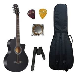 Belear I280 38 Inch Black Matt Spruce Cutaway, Acoustic Guitar, With Dual Action Truss Rod, Bag, Pick, String And Strap