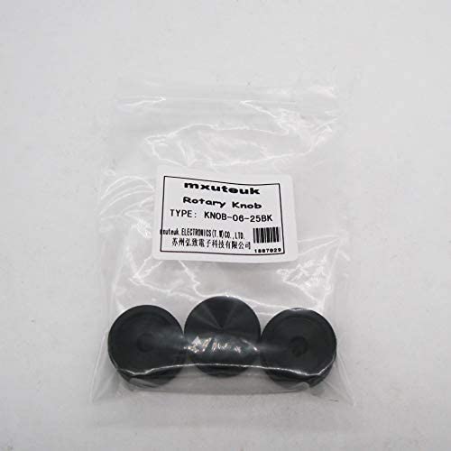 mxuteuk 3Pcs Black Guitar Knobs Aluminum Alloy Potentiometer Control Knob Volume Audio Electric Guitar Bass Knob Screw Type 25 x