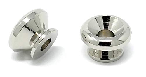 Guitar Strap Buttons Nickel Modern Style Universal Fit for Acoustic & Electric Guitar & Bass (2) with Screws & Felt Washers by V