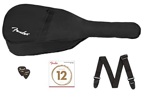 Fender CC-60S Concert Acoustic Guitar - Black Bundle with Gig Bag, Tuner, Strap, Strings, Picks, Fender Play Online Lessons, Ins
