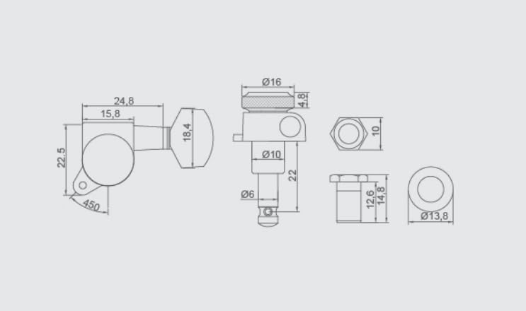 Guyker Guitar Locking Tuners (3L + 3R Handed) - 1:18 Lock String Tuning Key Pegs Machine Head with Hexagonal Handle Replacement