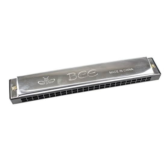 Bee 24-Hole Harmonica - Professional Tremolo Mouth Organ In Key Of C, Durable Metal Cover & Abs Comb For Beginners And Adults