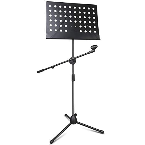 Powerpak 513 Professional Adjustable Foldable Musical Note Stand With Mic Holder (Black)