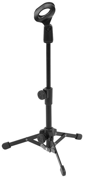kh Desktop Microphone Stand Tripod, Foldable Mic Mount for Computer Table, Adjustable Height with Mic Clip, Stable and Portable 