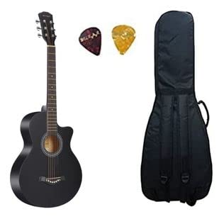 Belear I280 38 Inch Black Matt Spruce Cutaway, Acoustic Guitar, With Dual Action Truss Rod, Bag, And Picks