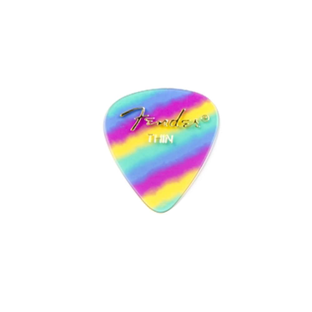 Fender Graphic Guitar Picks 351 Shape, Stocking Stuffers, Guitar Accessories, Rainbow, Thin, 12-Pack