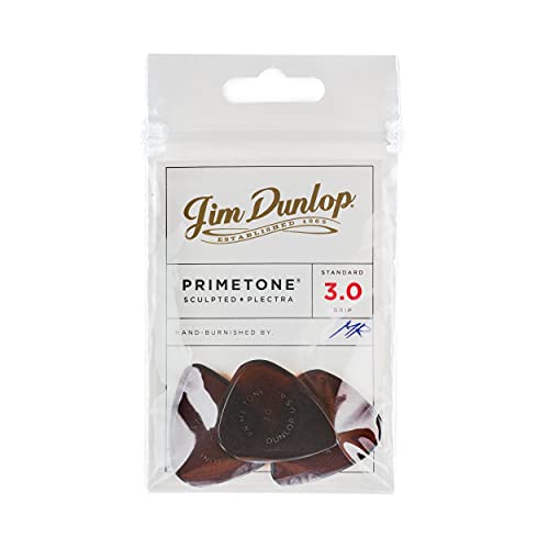 Dunlop Primetone Standard 3.0mm Sculpted Plectra with Grip, 3 Pack
