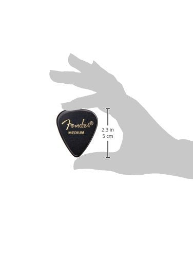 Fender Classic Celluloid Guitar Picks 351 Shape, Black, Medium, 144-Pack