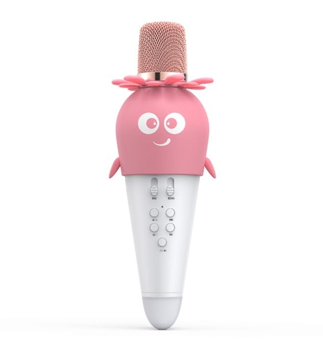 Kidara Berry Pop Karaoke Mic For Kids | Strawberry-Themed Bluetooth Mic With Lights | Wireless & Rechargeable Singing Toy For Ki