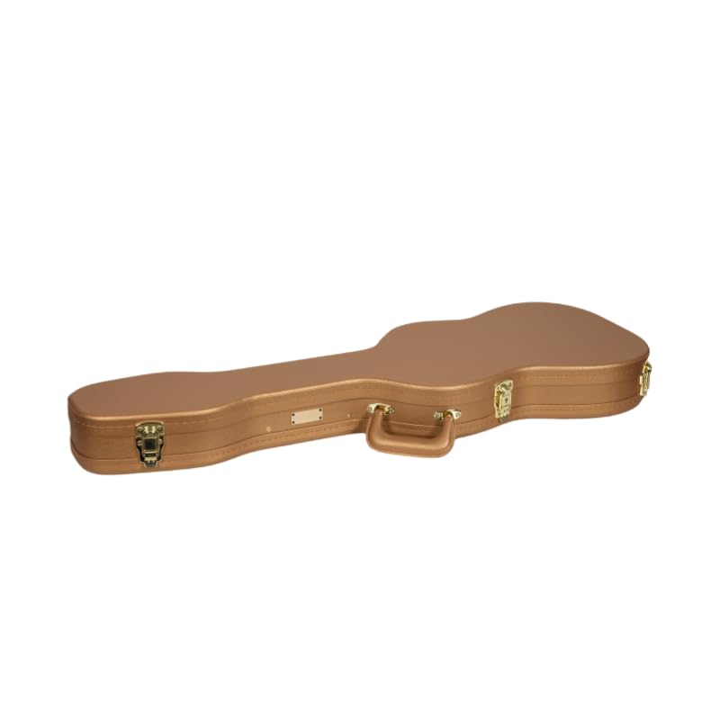 Crossrock Contoured Wooden Electric Guitar Case for Stratocaster & Telecaster | Luxury Gold Faux Leather, Burgundy Velvet Interi