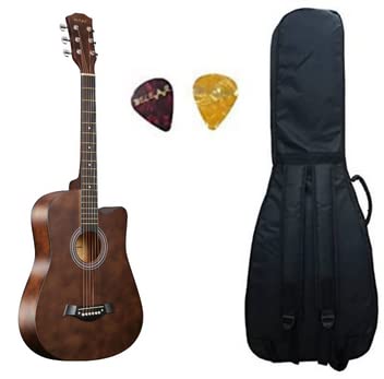 Belear I-280-Wbr 38 Inch Dual Action Truss Rod Brown Cutaway Acoustic Guitar With Bag And Picks