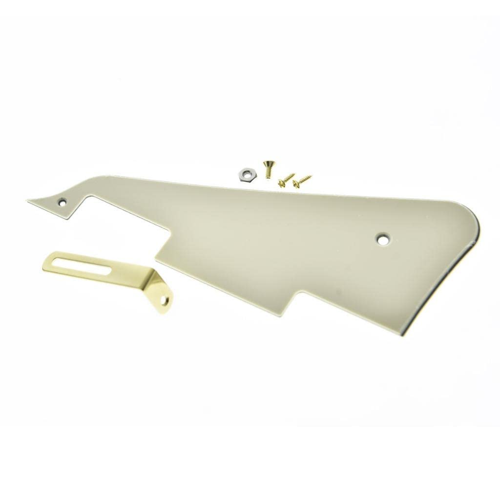 Dopro LP Guitar Pickguard and LP Stainless Steel Bracket with Gold Steel Mounting Screws for USA Les Paul Aged White