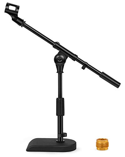 Innogear Adjustable Desk Microphone Stand, Weighted Base With Soft Grip Twist Clutch, Boom Arm, 3/8'' And 5/8'' Threaded Mounts