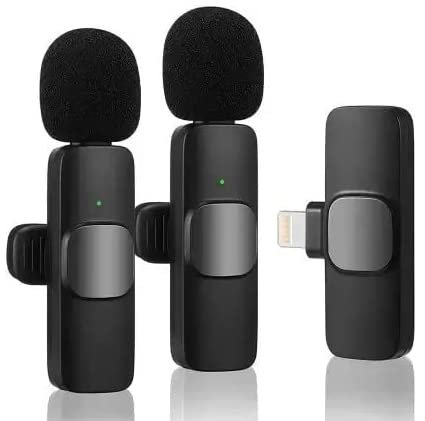 Professional K9 Dual Wireless Microphone, Digital Mini Portable Recording Clip Mic With Receiver For All Ios,Lighting Mobile Pho