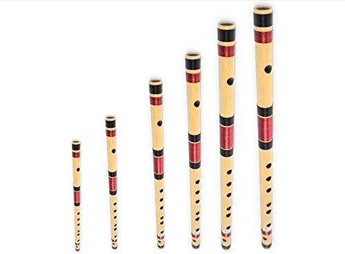 ShivZ Muzic Flutes, Set Of 6 Medium Budget Bansuri, C, C#, D, D#, E, F With Written Manuals & Bag