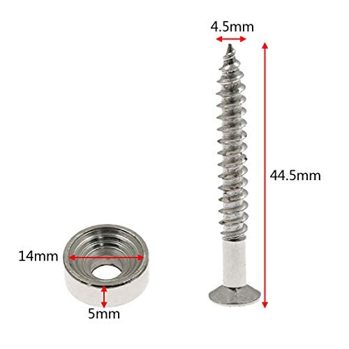 Hordion 4Pcs Guitar Neck Mounting Screws Ferrules Bushings with Nuts for Electric Guitar Bass, Silver