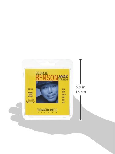 Thomastik-Infeld GB114 Jazz Guitar Strings: George Benson 6 String Set - Pure Nickel Flat Wounds E, B, G, D, A, E Set