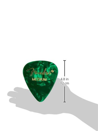Fender Premium Celluloid Guitar Picks 351 Shape, Guitar Accessories, Green Moto, Medium, 12-Pack