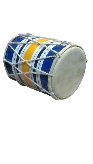 Darshan Musicals Musical Instrument Kids Dholak Drum Rope & Ring Design (Muti Colour)
