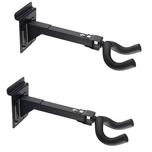 Guitar Hanger Wall Mount Guitar Hangers Hooks Holder (2 Pieces) Adjustable Black Hook Stand Wall Mount For Acoustic Electric Bas