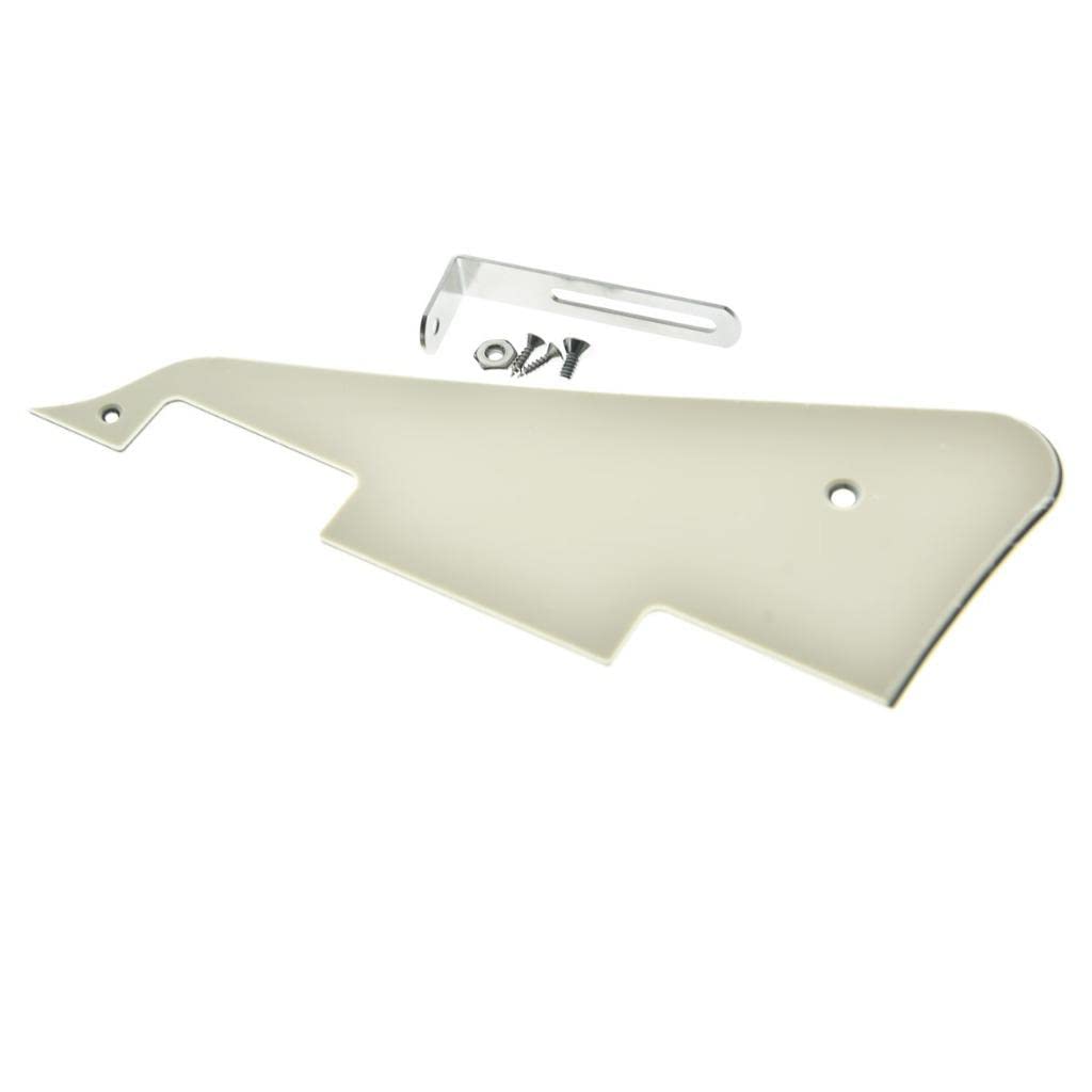 KAISH Aged White 3 Ply LP Guitar Pickguard with Chrome Stainless Steel Bracket and Steel Mounting Screws for USA Les Paul