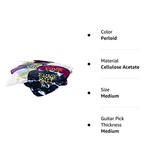 Ernie Ball Guitar Picks, Medium, Assorted Perloid, 24-pack (P09166)