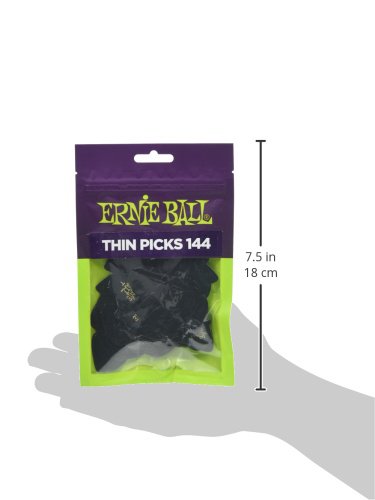 Ernie Ball Guitar Picks, Thin, Black, 144-pack (P09104)