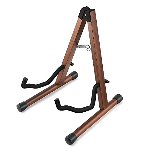 Donner Wood Guitar Stand, Acoustic Electric Wooden Guitar Floor Stand, A Frame Folding Guitar Holder Adjustable For Bass, Cello,