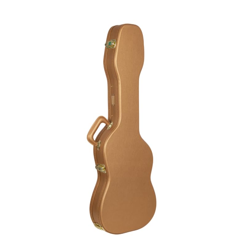 Crossrock Contoured Wooden Electric Guitar Case for Stratocaster & Telecaster | Luxury Gold Faux Leather, Burgundy Velvet Interi