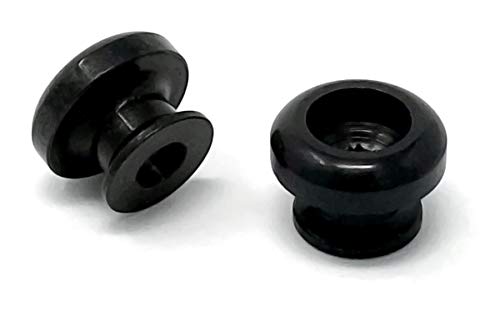 Vintage Forge Guitar Strap Buttons Black Modern Style for Guitar and Bass (2) with Screws and Felt Washers Universal Fit for Iba