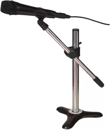 WON TABLE/FLOOR MICROPHONE INSTRUMENT 15 Inch HEIGHT mic. stand (Silver)