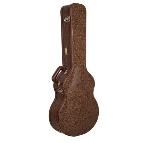 Crossrock Wooden OM Guitar Case for Martin 000-14 Fret | Blossom Brown Faux Leather, Forest Green Velvet Interior, Lock - Design