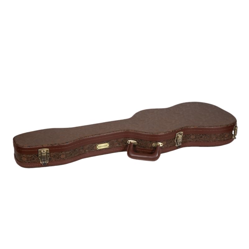 Crossrock Contoured Wooden Electric Guitar Case for Fender Stratocaster & Telecaster | Blossom Brown Finish,Burgundy Velvet Inte