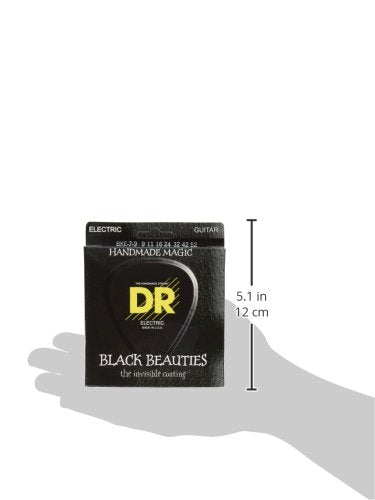 DR Strings Electric Guitar Strings, Black Beauties-Black Coated, 9-52 (BKE7-9)