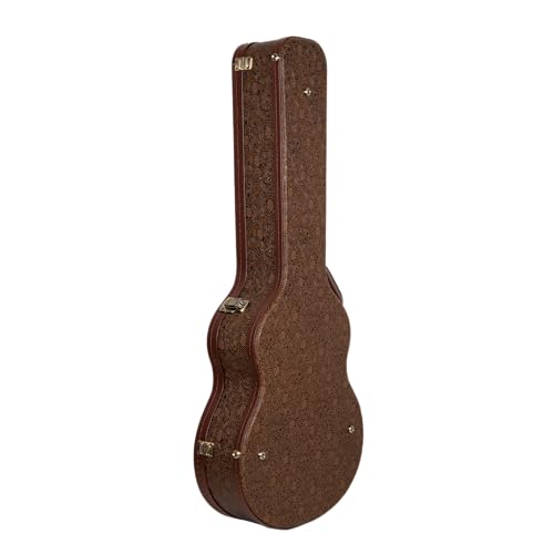 Crossrock Wooden OM Guitar Case for Martin 000-14 Fret | Blossom Brown Faux Leather, Forest Green Velvet Interior, Lock - Design