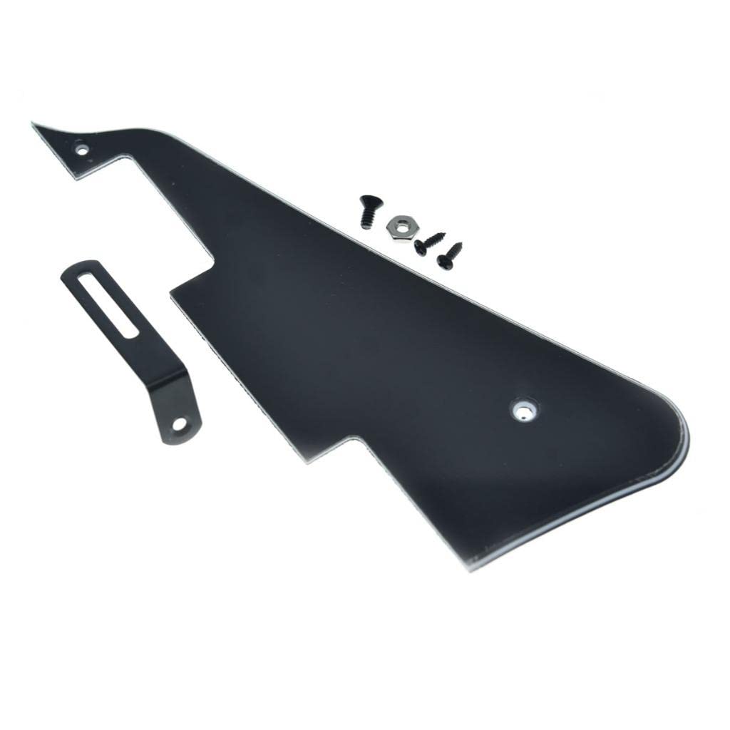Dopro LP Guitar Pickguard and LP Stainless Steel Bracket with Black Steel Mounting Screws for USA Les Paul Black 3Ply