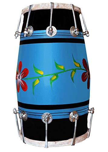 Gt Manufacturers Wooden Musical Dholak Instrument Drum Nuts & Bolt With Full Tool Kit 01(Blue)